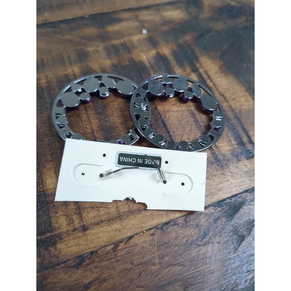 Purple Beaded Statement Necklace & Matching Hoop Earrings - Picture 3 of 7